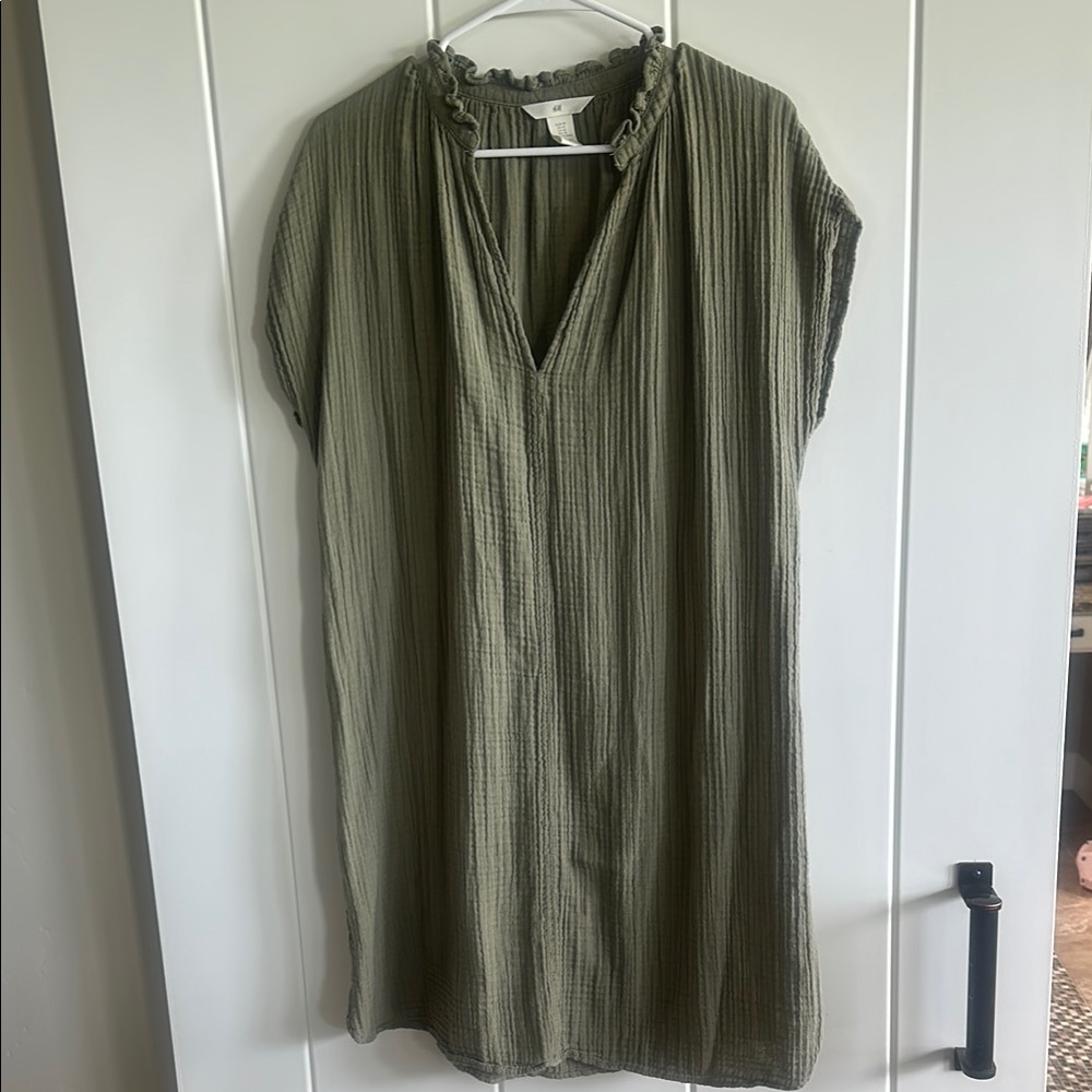 H&M Olive Green V-Neck Dress